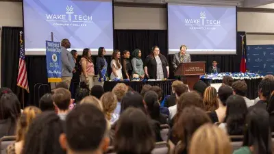 Wake Tech's chapter of the Phi Theta Kappa honor society inducted 112 new members during a ceremony.