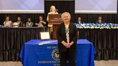 Wake Tech's chapter of the Phi Theta Kappa honor society inducted 112 new members during a ceremony.